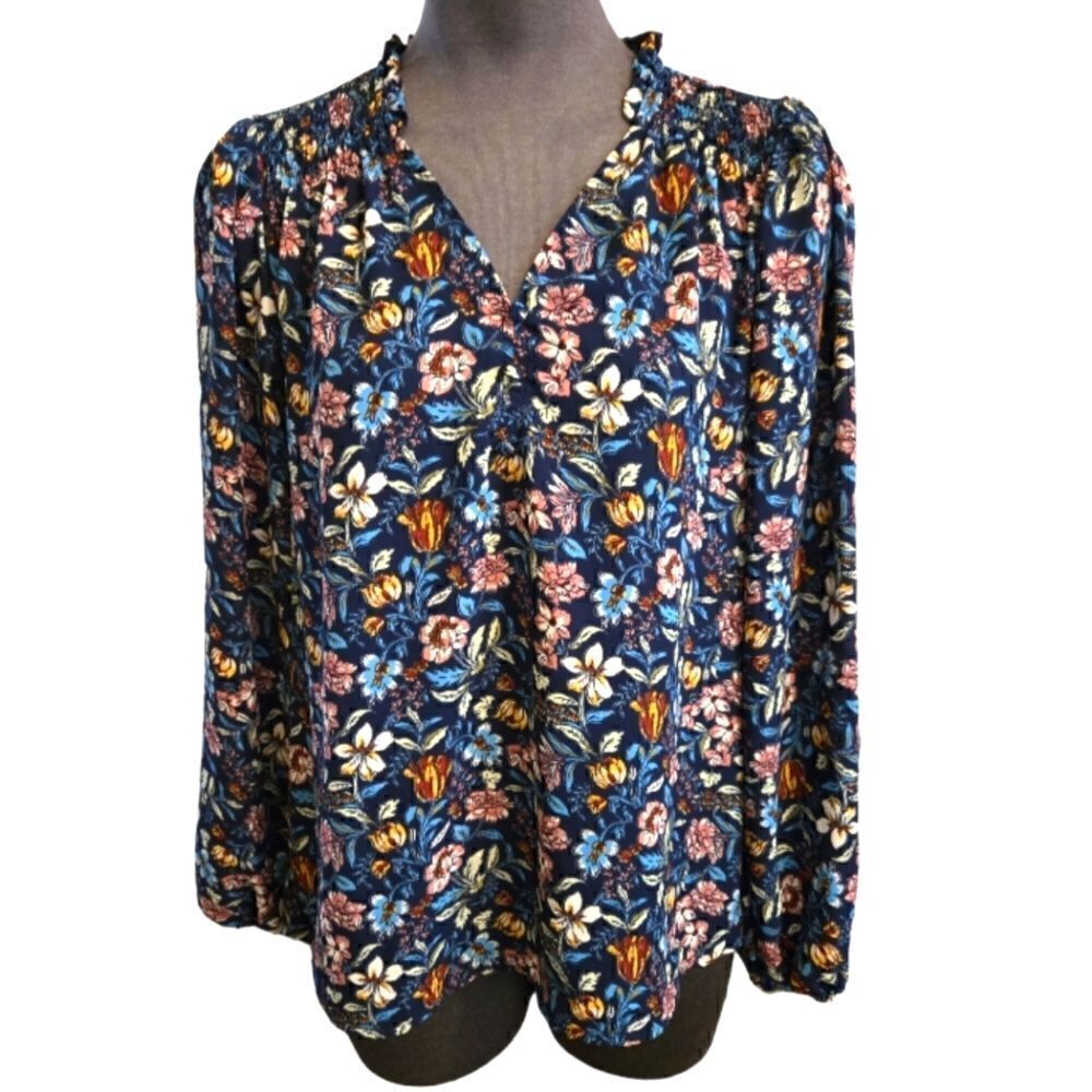 EC ZAC & RACHEL LONG SLEEVE FLORAL BLOUSE  SZ.S